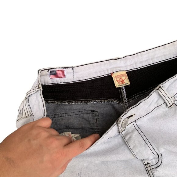 VINTAGE True Religion Jeans Size 36 MOTO White Stained - Picture 9 of 12